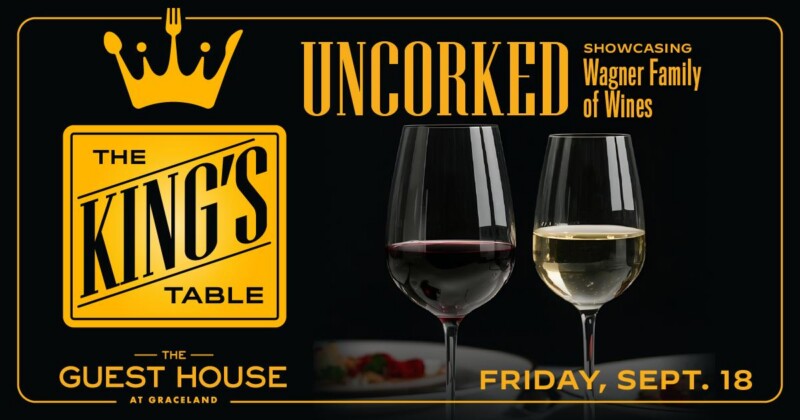Kings Table Advertisement with wine glasses